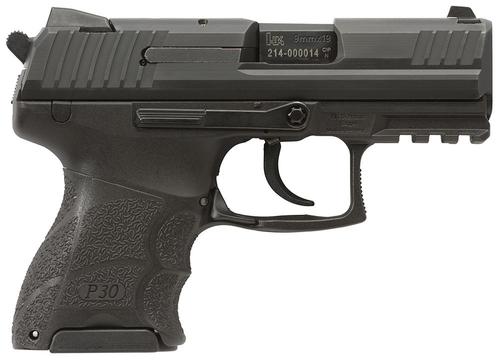 Heckler & Koch P30SK V3 Sub-Compact DA/SA Pistol 730903KLEA5, 9mm, 3.3", Black Interchangeable Backstrap Grips, Black Finish, 10 Rds