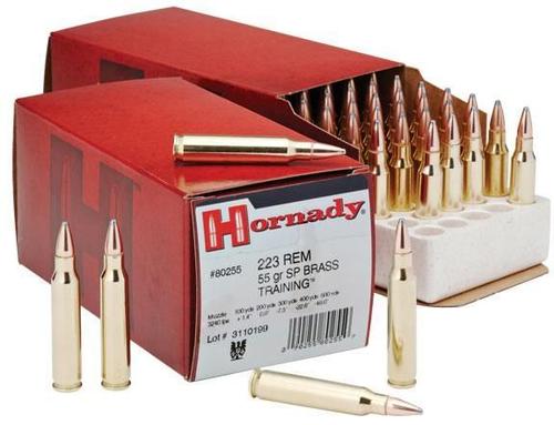Hornady Training Rifle Ammunition 80255, 223 Remington, Soft Point (SP), 55 GR, 3240 fps, 50 Rd/bx