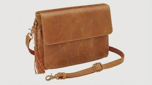 Gun Tote'n Mamas Crossbody Clutch Fits Small Pistols & Revolvers, Caramel