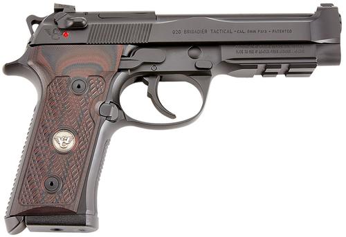 Wilson Combat 92G Vertec/Brigadier Tactical Pistol BER92VT9, 9mm Luger, 4.70in, Serrated Slide & Black Cherry G10 Grips, Black Finish, 15 Rds