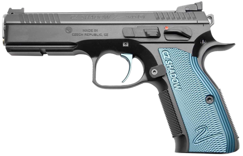 CZ-USA Shadow 2 Pistol 91039, 9mm Luger, 4.89in, Black Checkered Aluminum Grips, Black Polycoat Finish, 17 Rds