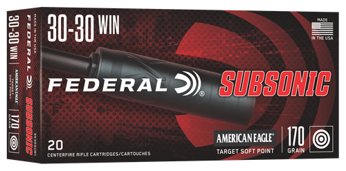Federal Subsonic Rifle Ammunition, 30-30 Win, Target Soft Point, 170 GR, 1000 fps, 20 Rds