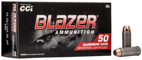 CCI Blazer Handgun Ammunition 3584, 45 Long Colt, Jacketed Hollow Point (JHP), 200 GR, 1000 fps, 50 Rd/bx
