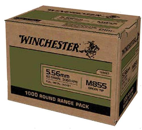Winchester USA Rifle Ammunition WM8551000, 5.56mm NATO, Steel Core Penetrator, 62 gr, 1000 Rd/Bx