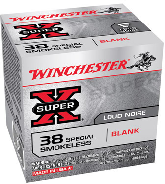 Winchester Blank Ammunition, 38 Special, Black Powder Blank, Loud Noise 50 Rd/bx