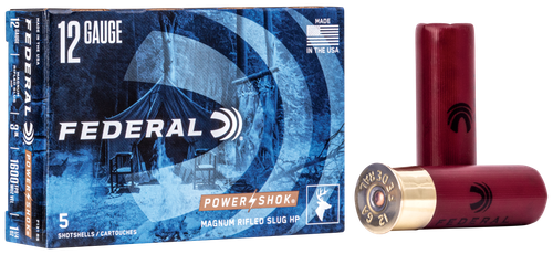 Federal Premium Power Shok, 12 Gauge, 3", 1-1/4 oz, 1600 fps, Lead Rifle Slug, 5 Rd/bx