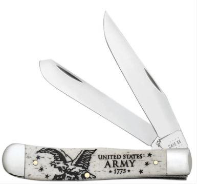 Case Knives U.S. Army Embellished Smooth Natural Bone Trapper (15034)