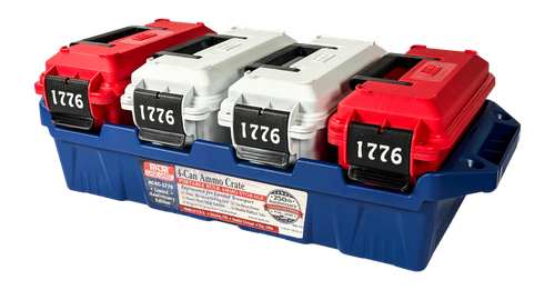 MTM Case-Gard 30 Cal Ammo Cans w/Custom Fit Tray, Red-White & Blue Polyprophlene