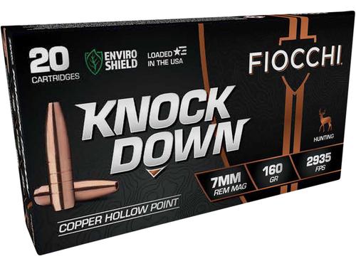 Fiocchi Knock Down Rifle Ammunition 7RMCHA, 7mm Rem, Hollow Point, 160 gr, 2935 fps, 20 Rd/Bx