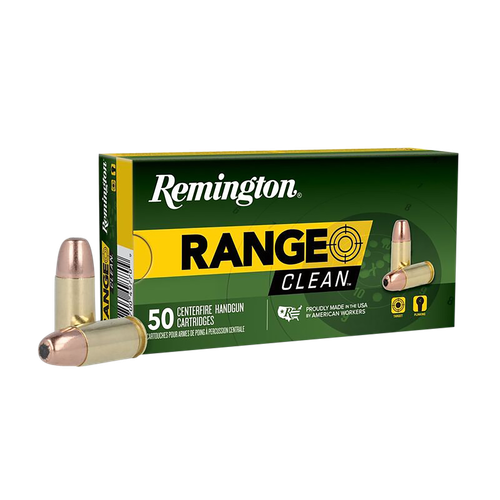 Remington Range Clean Pistol Ammunition RC9MM11, 9mm, Flat Nose Enclosed Base, 115 gr, 1145 fps, 50 Rd/Bx
