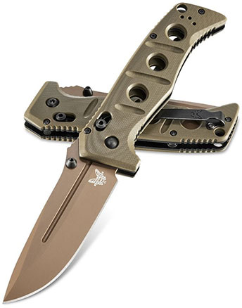 Benchmade Adamas Folding Knife w/FDE Plain Edge Stainless Steel Drop Point Blade (275FE-2)