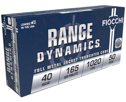 Fiocchi Shooting Dynamics Pistol Ammunition 40SWFUS, 40 S&W, Full Metal Jacket (FMJ), 165 GR, 1020 fps,  50 Rd/bx
