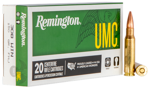 Remington UMC Rifle Ammunition L308W4, 308 Winchester, Metal Case (MC), 150 GR, 2820 fps, 20 Rd/bx