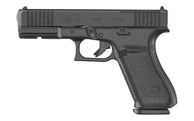 Glock 21 V MOS Pistol, UV2150203MOS, 45 ACP Pistol, 4.61", Black Grips, Black nDLC Finish, GMB Barrel, Optics Ready, 13 Rds