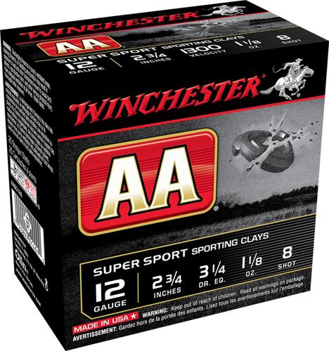 Winchester AA Sporting Clay Value Pack Shotshells AASC128VP, 12 Gauge, 2-3/4", 1 1/8 oz, 1300 fps, #8 Lead Shot, 100 Rds/box