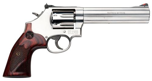 Smith & Wesson 686 Plus Deluxe Revolver 150712, 357 Mag, 6", Wood Grips, Stainless Steel Finish, 7 Rds