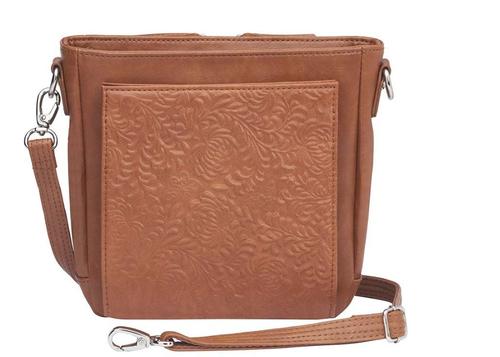 Gun Tote'n Mamas Mini Boho Purse Black (GTM-201/DBTN) Fits Small Pistols & Revolvers, Ambidextrous Hand, Tan Cowhide