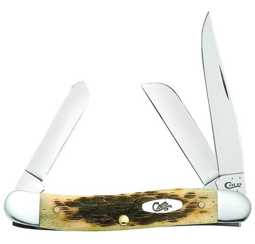 Case Peach Seed Jig Amber Bone Medium Stockman Pocket Knife