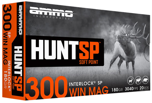 Ammo Inc Hunt Rifle Ammunition 300WM10SPA20, 300 Win, Soft Point, 180 gr, 3040 fps, 20 Rd/Bx