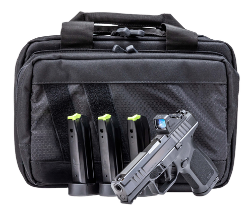 Rost Martin RM1C Pistol Bundle RM1CBLKOSPSPL, 9mm, 4", Textured Black Grip, w/Viridian RDS & Range Bag, 17 Rds
