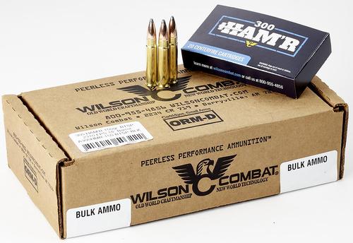 Wilson Combat Rifle Ammunition A300HMR150BTSP, 300 HAM'R, Speer Boat-Tail Soft Point (BTSP), 150 gr, 2310 fps, 20 Rd/Bx