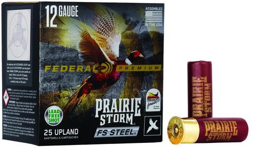 Federal Premium Prairie Storm Shotshells PFSX143FS4, 12 Gauge, 3", 1 1/8 oz, #4 Steel Shot, 25 Rds/bx