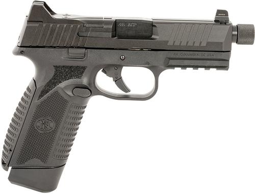 FN Herstal 545 Tactical 66-101383, 45 ACP, 4.71", Black Threaded Barrel, Black Serrated Slide/Frame, 18 Rds