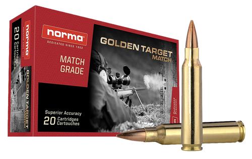 Norma Golden Target Match Rifle Ammunition 10157692, 223 Remington, Boat Tail Hollow Point, 69 gr, 1379 fps, 20 Rd/Bx