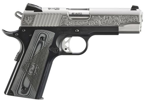 Ruger SR1911 Southport, CT Edition Pistol 16705, 45 ACP, 4.25in, Black/Gray Deluxe Checkered G10, Black Anodized Finish, 7 Rds