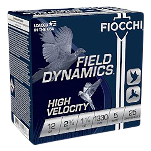 Fiocchi High Velocity 12HV5, 12 Gauge, 2-3/4", 1-1/4 oz, 1330 fps, #5 Lead Shot, 25 Rds/Bx