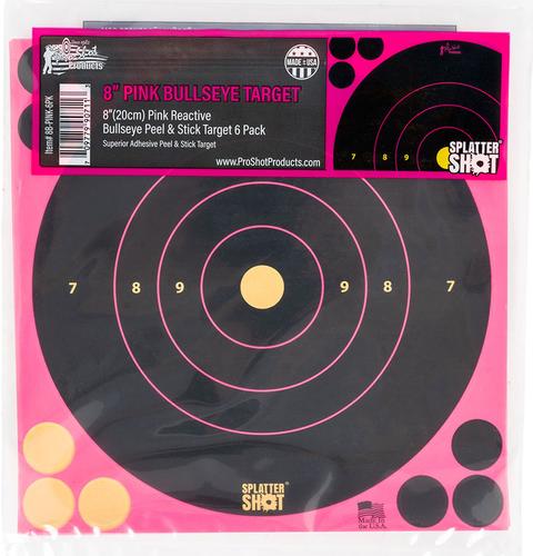 Pro Shot Products 8" Splatter Shot Pink Bullseye Target, 6 Pack (8BPINK6PK)