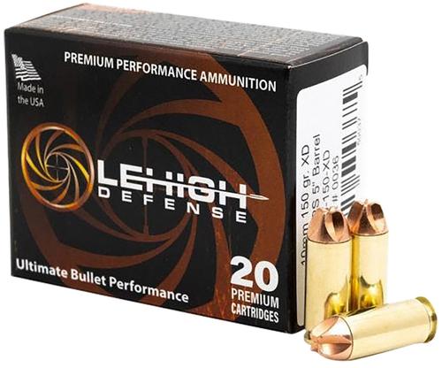 LeHigh Defense Xtreme Defense Pistol Ammunition LA10150XD, 10mm Auto, 150 gr, 1300 fps, 20 Rd/Bx