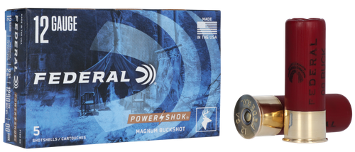 Federal Premium Power Shok F13000, 12 Gauge, 2-3/4", 12 Pellets, 1290 fps, #00 Lead Buckshot, 5 Rd/bx