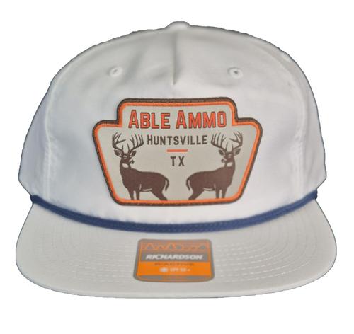 Able's Cap 256 Umpqua, White, Light Navy Rope Hat, Deer Logo