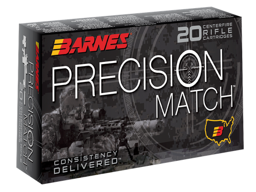 Barnes Precision Match Rifle Ammunition 30818, 308 Winchester, Open Tip Match, 175 GR, 20 Rd/Bx