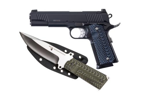 Magnum Research Desert Eagle 1911 Pistol DE1911G-K, 45 ACP, 5.01in, G10 Black/Blue Grips, w/Knife, 8 Rds