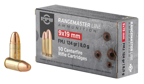 Prvi Partisan Pistol Ammunition PPRM9M, 9mm Luger, Full Metal Jacket, 124 gr, 1263 fps, 1000 Rd/Bx