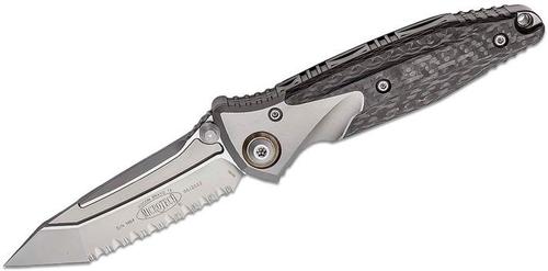 Microtech Socom Bravo Folding Knife, Bead Blast Fully Serrated Edge, Titanium Carbon Fiber (261-9CFTI)