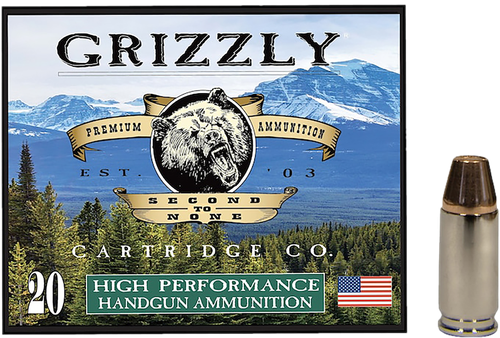 Grizzly Ammunition High Performance Pistol Ammunition GC9+P+4, 9mm, Full Metal Jacket Flat Point, 124  GR, 1350  fps, 20 Rd/bx