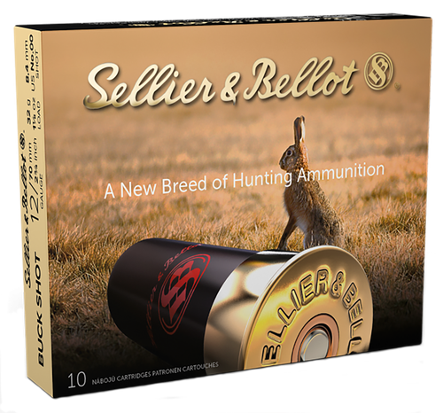 Sellier & Bellot Shotgun Ammuntion SB12BSJ, 12 Gauge, 2-3/4", 9 Pellets, #00 Lead Buckshot, 10 Rd/bx