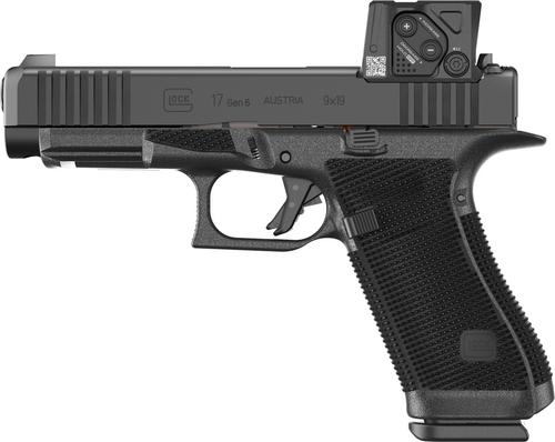 Glock 17 Gen 6 MOS Pistol P61750B03DC8A3, 9mm, 4.49 in, Black Textured Grip, GMB Barrel, nDLC Finish, w/Aimpoint COA, 17 Rds