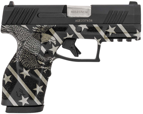 Taurus GX2 Pistol 1-GX2931-EN1, 9mm Luger, 3.38in, Black w/Eagle, Stars & Stripes Finish, 13 Rds