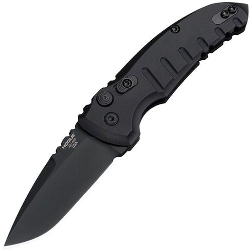 Hogue A01-MicroSwitch Automatic Folding Knife w/Drop Point Blade, Matte Black Finish (24116)