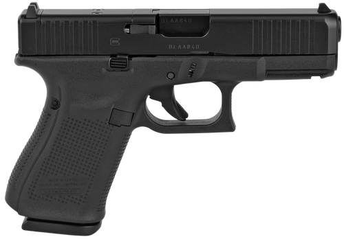 Glock 19 Gen5 MOS Pistol PA195S203MOS, 9mm, 4.02 in, Black Polymer Grip, Gas Nitride Finish, Fixed Sights w/MOS Cutout, 15 Rds