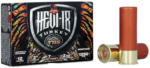 HEVI-Shot HEVI-18 TSS Turkey Shotshells HS4007, 12 Gauge, 3", 2 oz, 1250 fps, #7 Shot, 5 Rds/box
