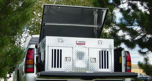 Owens Hunter Series Double Compartment Dog Box w/Top Storage 55006, Standard Vents, 48"W x 45"D x 26"H