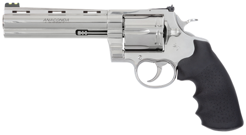 Colt Anaconda Revolver ANACONDASP6RFT, 44 Mag, 6", Black Rubber Grips, Stainless Steel Finish, 6rd