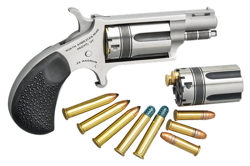 North American Wasp Revolver 22 Mag 22MCTW, .22 LR/22 WMR, 1.625", Rubber Grip, Stainless Finish, Fixed Sights, 5 Rd