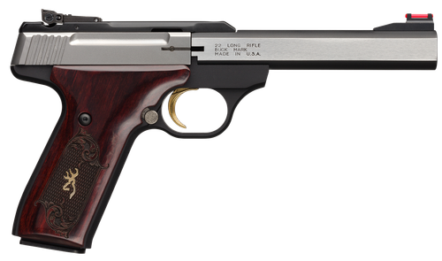 Browning Buckmark Medallion Rimfire Pistol 051475490, 22 Long Rifle, 5.5 in, Rosewood Medallion Grips, Stainless Finish