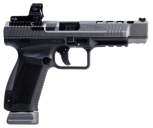 Caniok TP9SFX Full Size Pistol HG7166GN, 9mm, 5.20", Textured Polymer Grips, Tungsten Gray Finish, w/MeCanik M02 Optic, Ambidextrous, 20 Rds